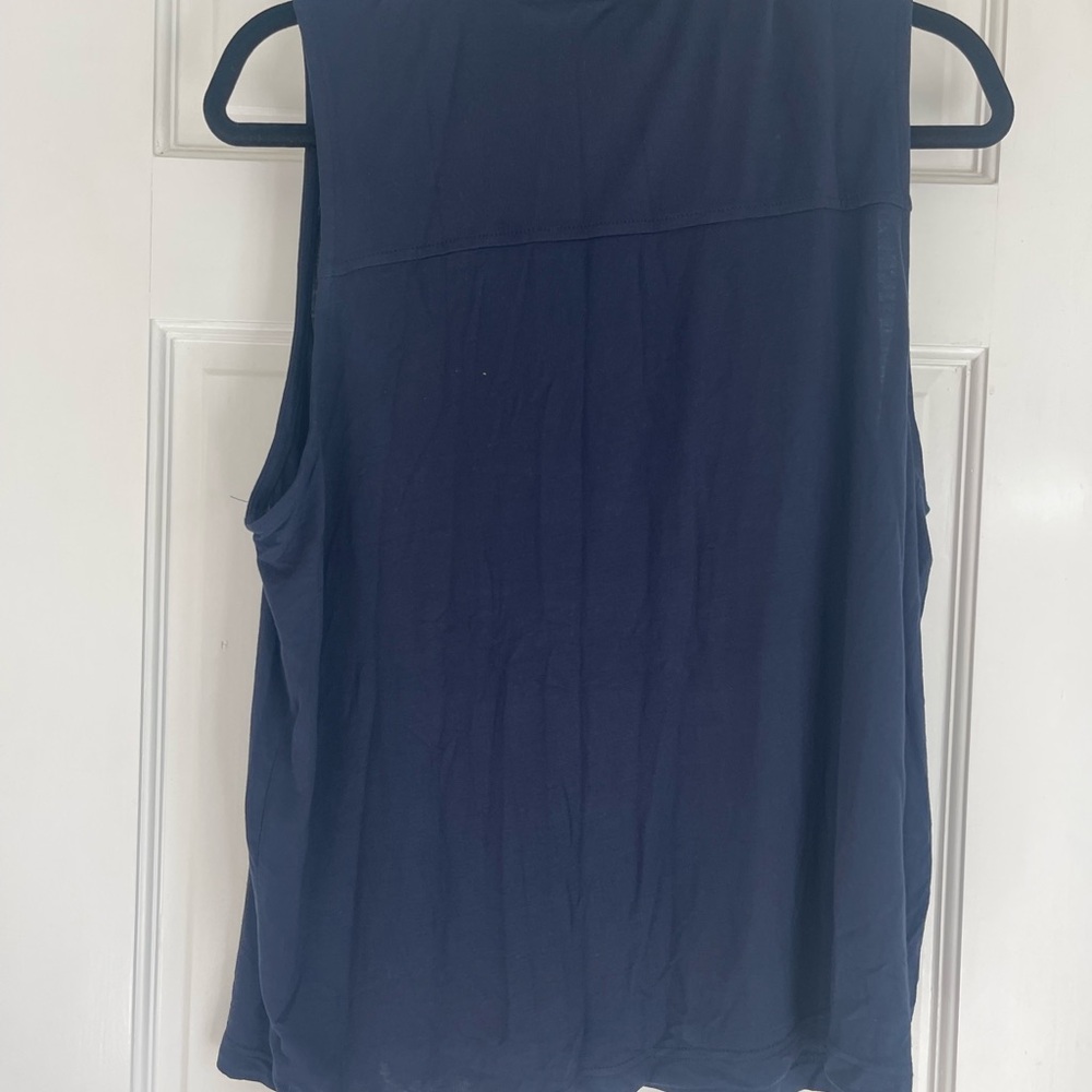 NWT Lou & Grey Signaturesoft Sleeveless Split Neck Top Deep Space Blue Sz XL - Picture 4 of 6